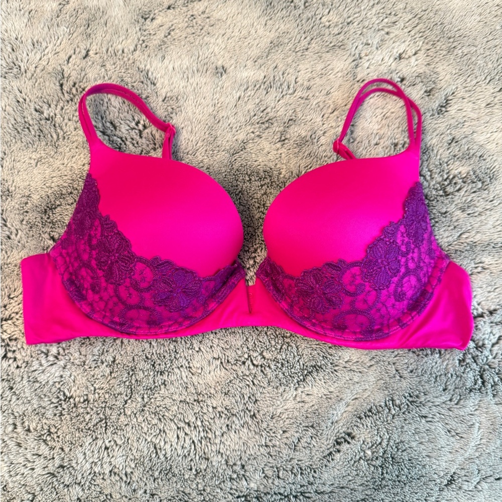 VS Very Sexy Push Up Bra - Hot Pink Lace